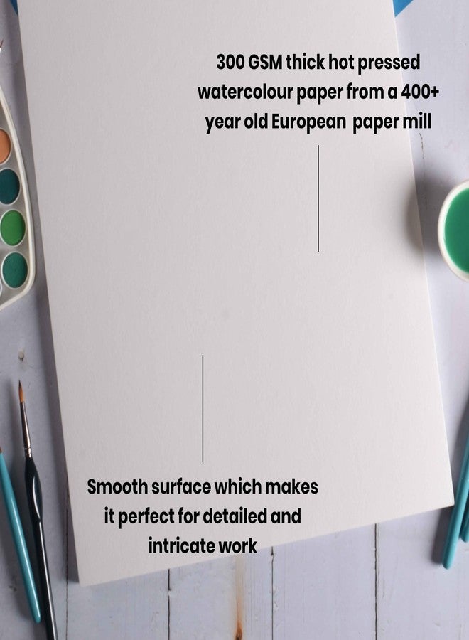 Scholar Watercolour Hot Pressed Paper Pad (Glued) (12 Sheets, 300 GSM Thick Professional Watercolour Paper) (A5) - Image 3